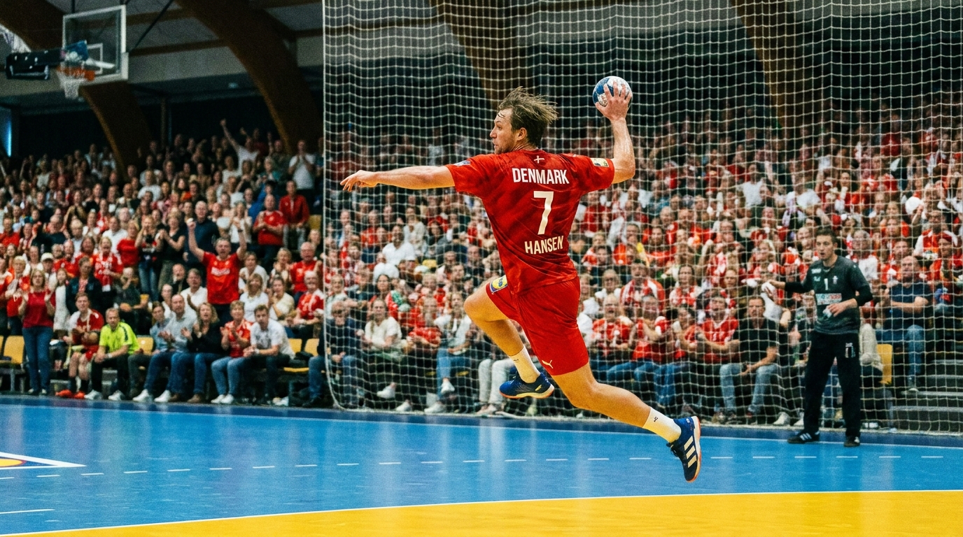 Handballspieler des HC Empor Rostock beim Wurf in der heimischen Halle
