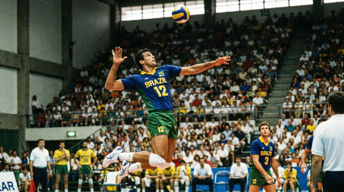 Volleyballspieler des RSV Neptun Rostock beim Aufschlag in der Heimhalle